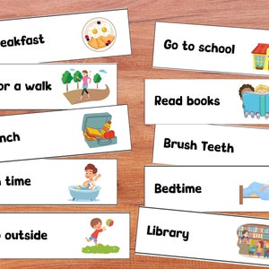 Toddler schedule template editable schedule for kids visual schedule printable schedule with pictures activity strips template editable