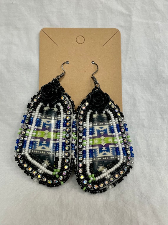 Authentic hand crafted beaded native earrings