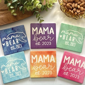 CLEARANCE SALE | Mama Bear Coasters | 2023 mama | Mothers Day Gift | New Mom Gift | Mama Bear | Mom Gift Under 10 | Mom Stocking Stuffer