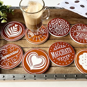 CLEARANCE SALE | Coffee Coasters | Coffee Bar Decor | Coffee Table Decor | Coffee Lover | Ceramic Coaster Set | Unique Gift Idea