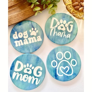 CLEARANCE SALE | Dog Mom Ceramic Coasters | Dog Mom Gift | Dog Mama Gift | Dog Mama | Gifts Under 10 | Stocking Stuffer for Dog Moms