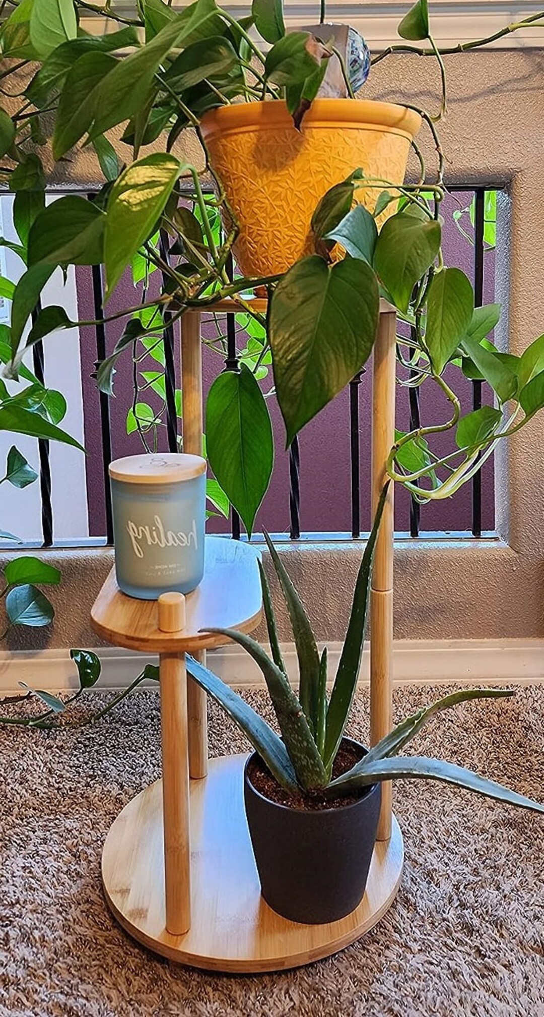 3 Tier Bamboo Plant Shelf Living Room Plant Holder Balcony Etsy