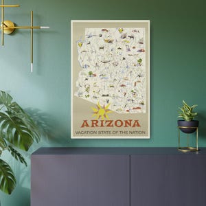 Letrero de metal de Arizona, decoración de pared vintage, mapa de Arizona, arte de pared para el hogar y la oficina, regalo de viaje, decoración del suroeste