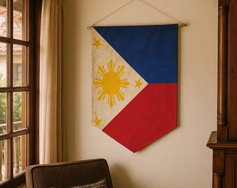 Philippine Flag Pennant, Cultural Home Decor (18 x 21)
