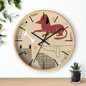 Playful Dog-Themed Wall Clock, Dog Lover Decor, Pet Owner Gift, Animal-Inspired Home Art, Cute Kitchen Wall Decor, Unique Gift Idea