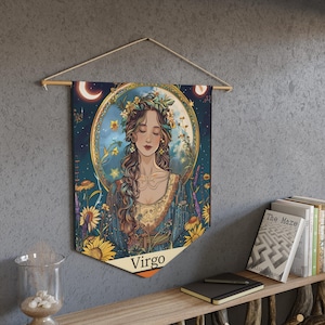 Virgo Pennant, Astrology Flag Banner, Zodiac Wall Decor, Horoscope Room Decoration, Astrological Sign Wall Hanging
