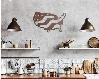 USA Flag Metal Wall Art, Patriotic Home Decor