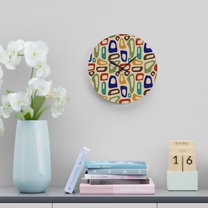 Colorful Abstract Acrylic Wall Clock, Boho Decor, Modern Home Accent, Unique Gift, Wall Art for Living Room, Office
