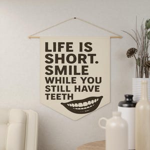 Inspirational Pennant Banner for Home Decor, Motivational Wall Art, Fun Gifts for Friends, Smile Quote Wall Hanging, Unique Room Decor