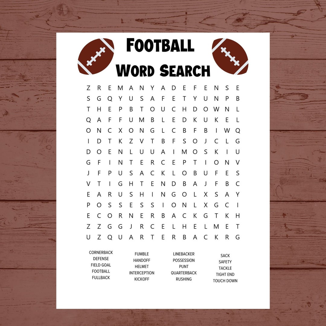 Football Word Search Word Searches for Kids Football Party Game ...