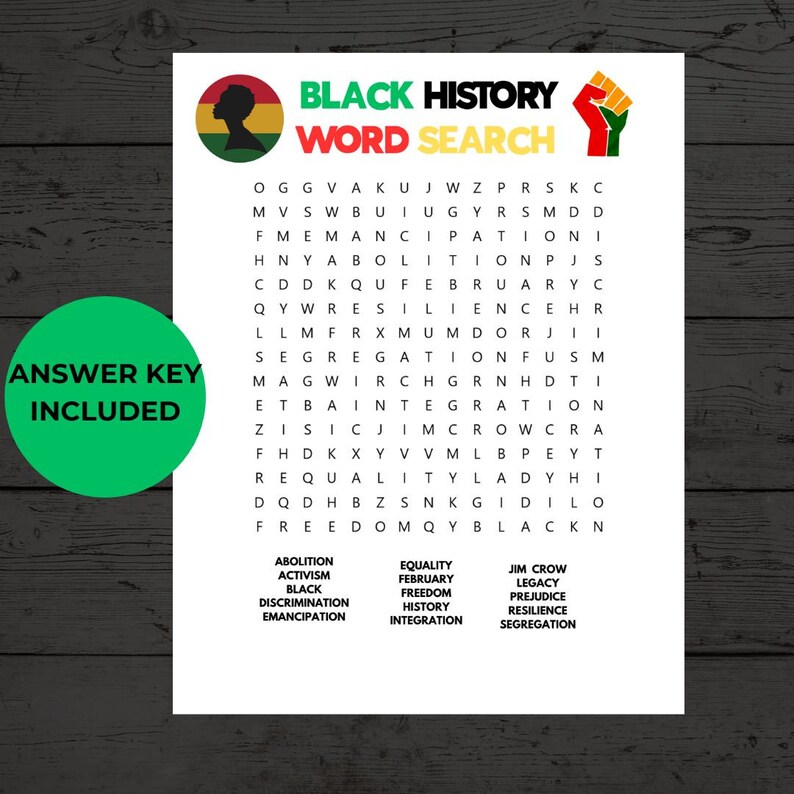 Black History Word Search Black History Month Games African American ...