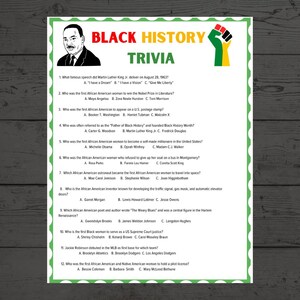 Black History Trivia Black History Month Games Black History Printable ...