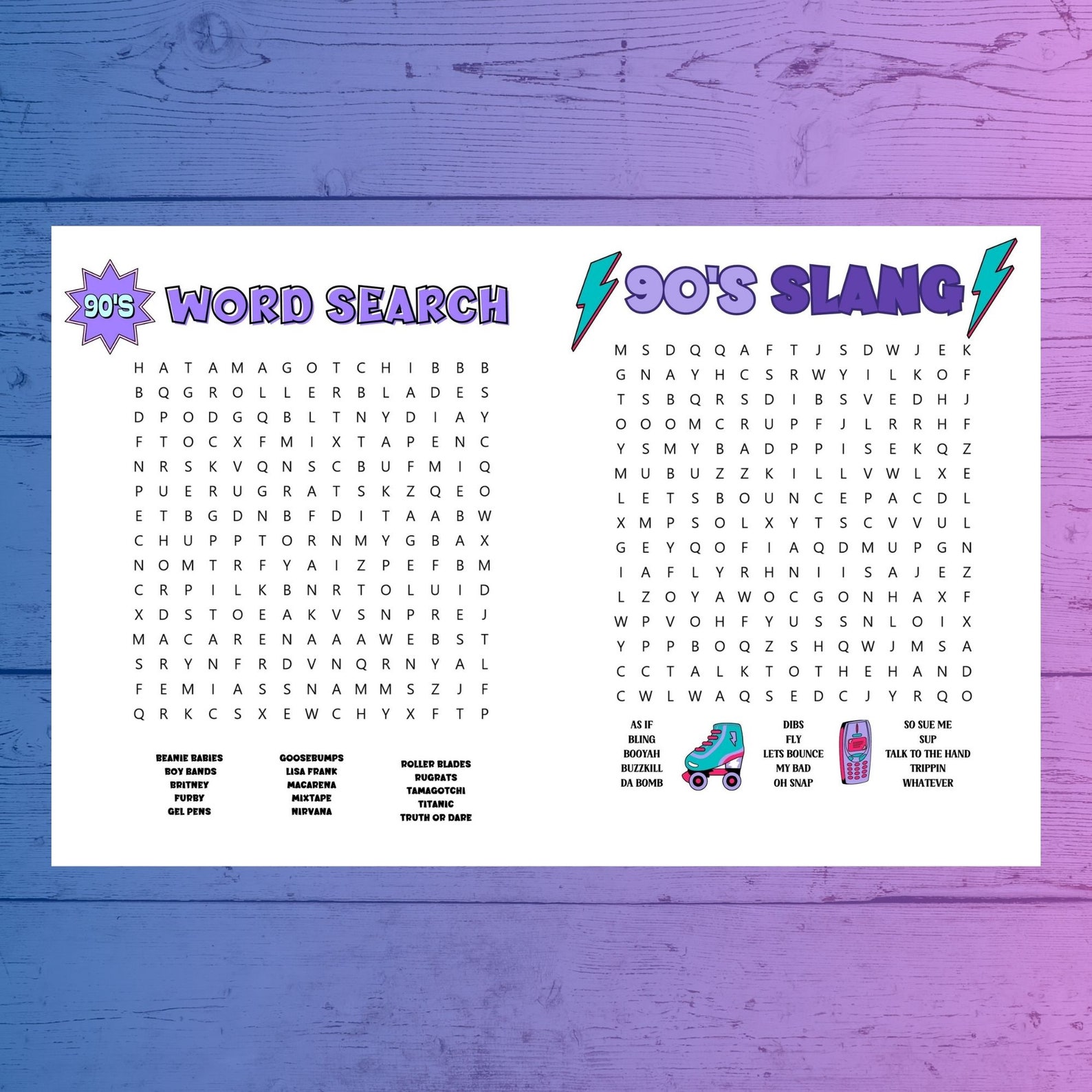 90s Word Search, Printable Games, 90s Slang Word Search 90s Slang ...