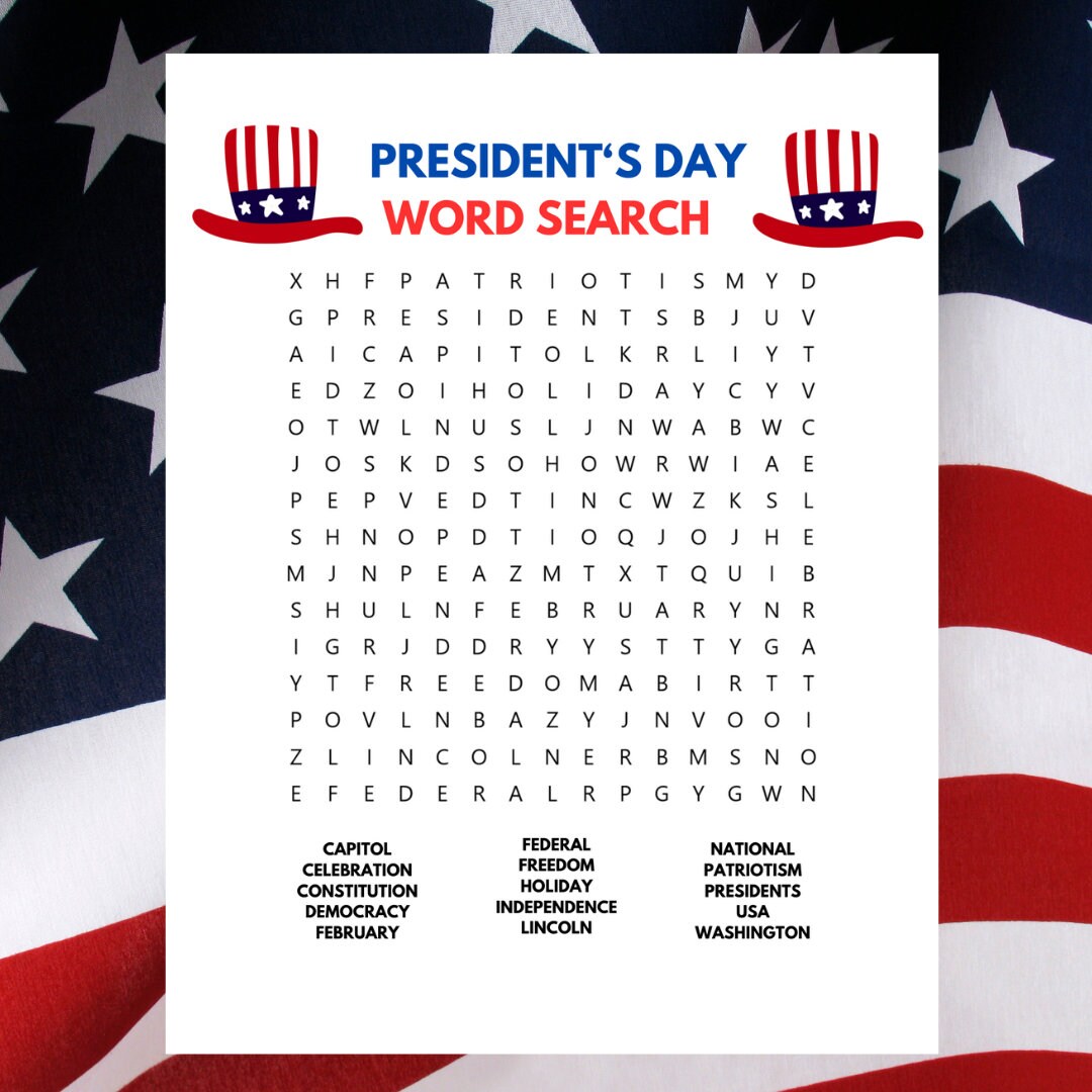 Presidents Day Word Search Presidents Day Presidents Day Games Word Searches Printable Games ...