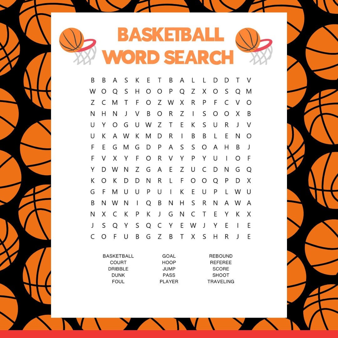 Basketball Word Search Basketball Printable Basketball Games Basketball ...