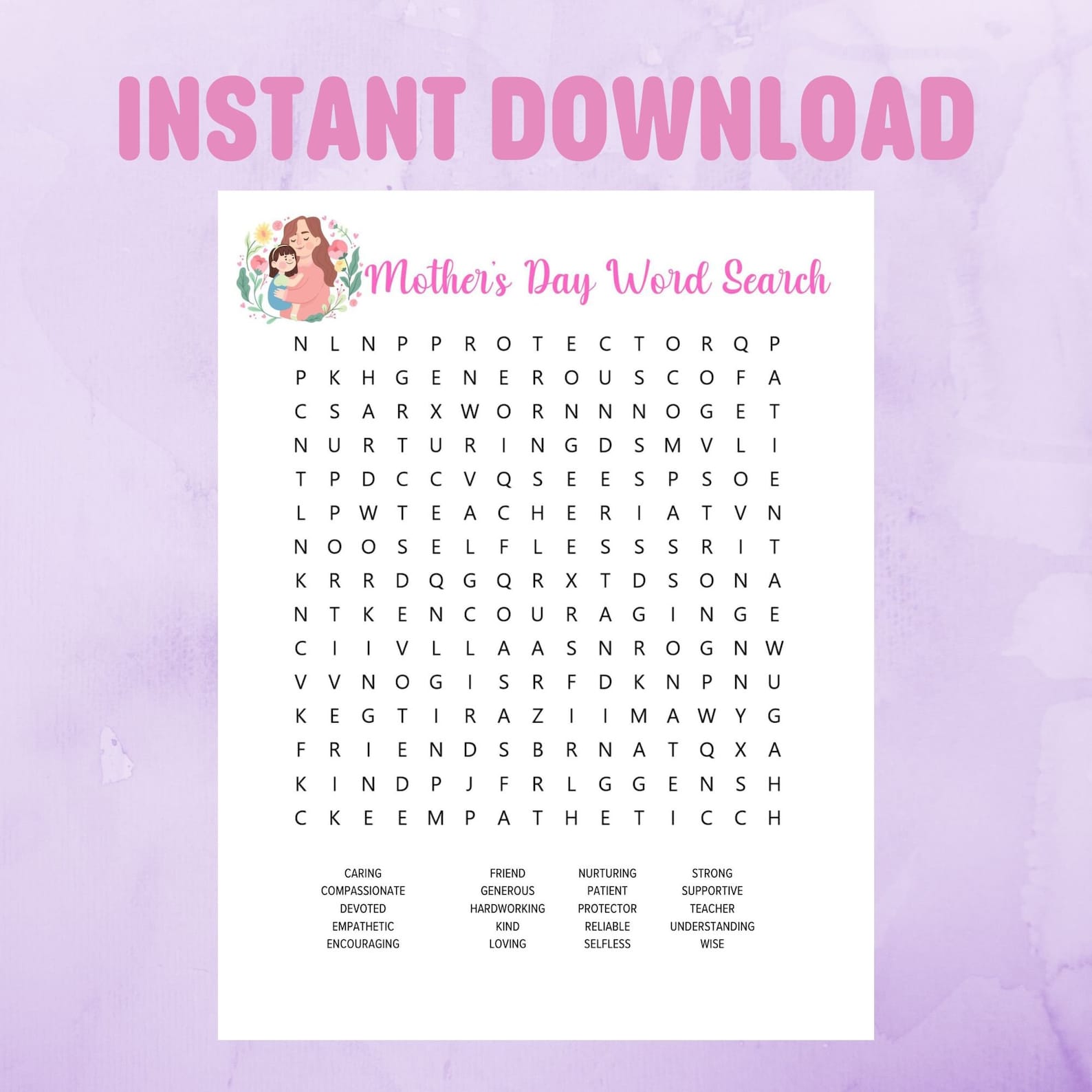 Mother's Day Word Search, Mother's Day Activities, Printable Word ...