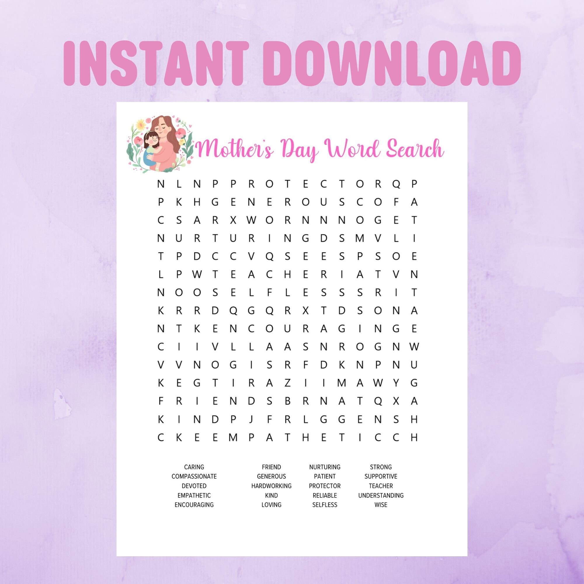 Mother's Day Word Search, Mother's Day Activities, Printable Word ...