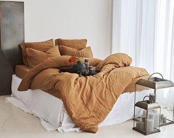 Duvet Cover-100% LINEN fiber luxury bedding set   ; or bedding set: /bed sheet/pillow case/duvet covers (Queen/Full/king)