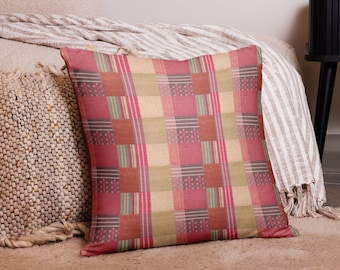 Pink Patchwork Accent Pillow | Two-Sided Pillow Cover | Cottagecore Bedroom Decor