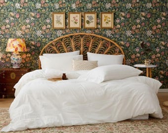 Romantic White Lace Duvet Set | Soft 100% Washed Cotton | Breathable Farmhouse Bedding with Delicate Lace Trim | Full, Queen & King
