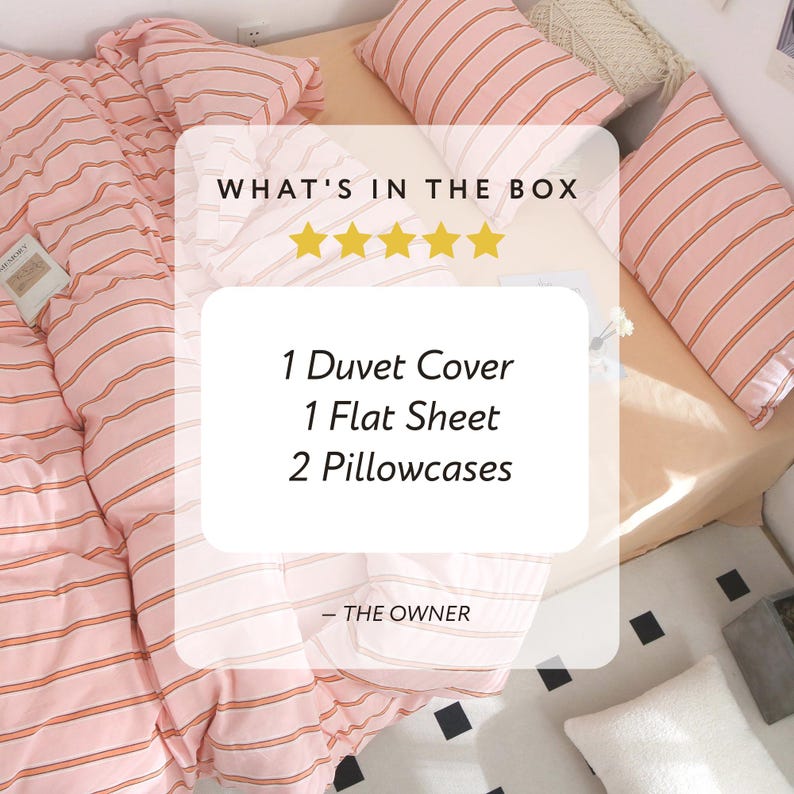 Striped duvet cover set including duvet cover flat sheet and pillowcases