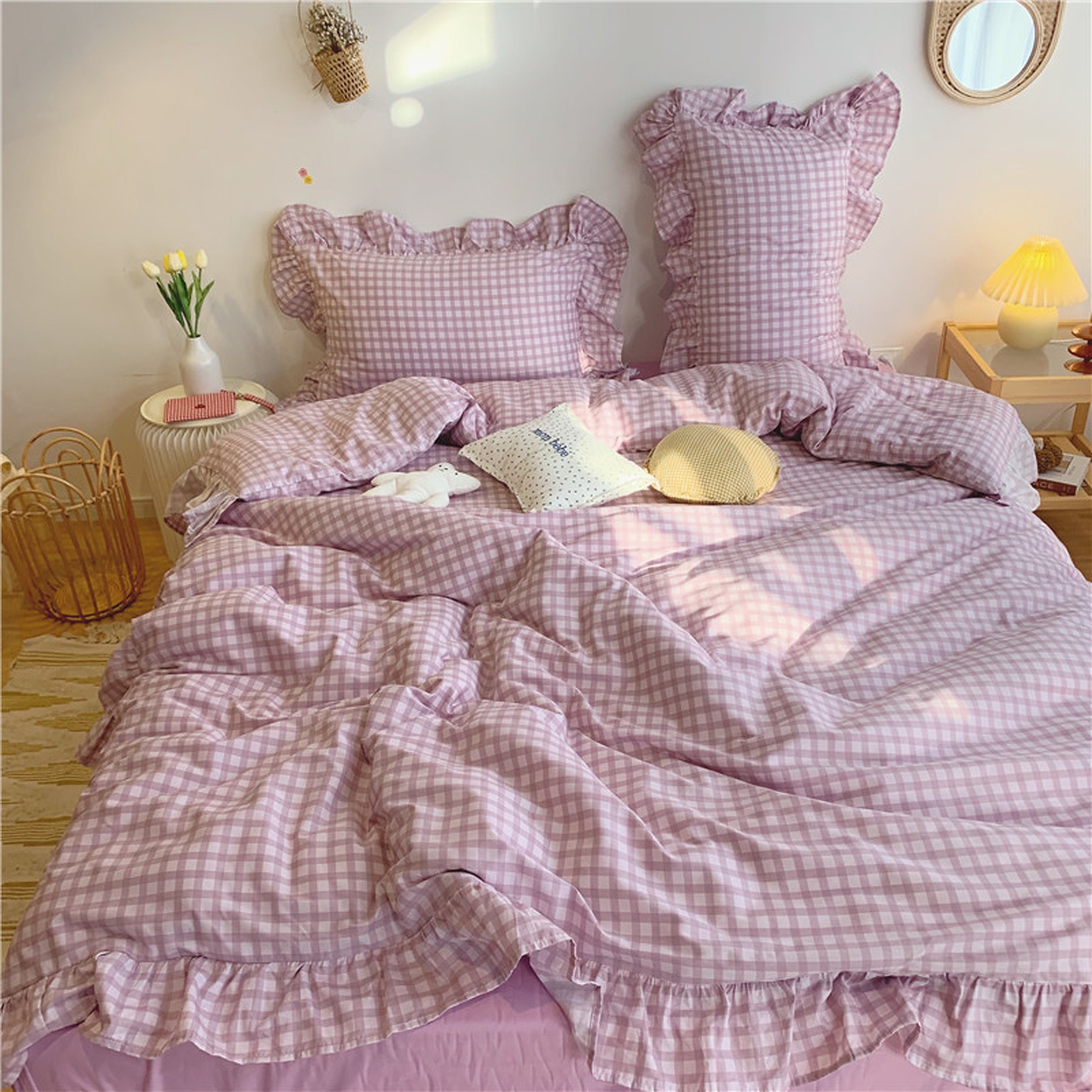 Duvet Cover100 Cotton Gingham Printed or Bedding Set /bed Etsy