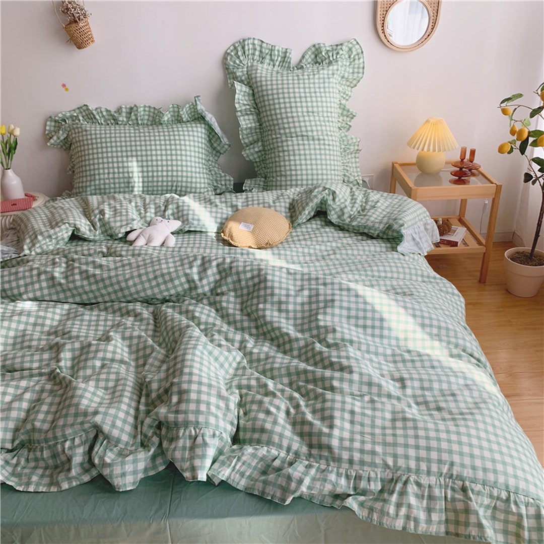 Duvet Cover-100% Cotton Gingham Printed or Bedding Set: /bed - Etsy