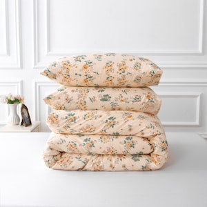 Kawaii Floral Duvet Cover Set: Vintage 100% Cotton Bedding