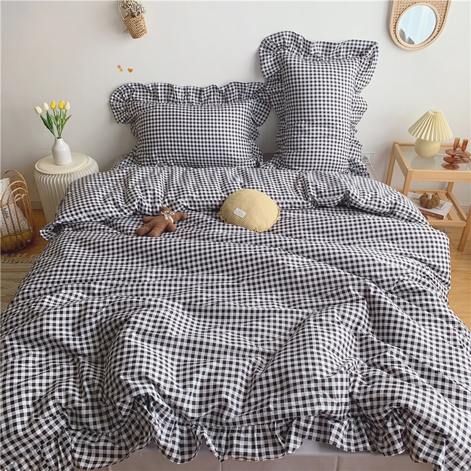 Duvet Cover100 Cotton Gingham Printed or Bedding Set /bed Etsy