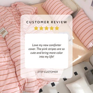 Customer favorite striped bedding set in pink washed cotton fabric