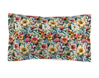 Floral Microfiber Pillow Sham Set: Botanical Bedroom Decor