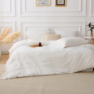 White Cotton Duvet Cover: Minimalist Lace Bedding