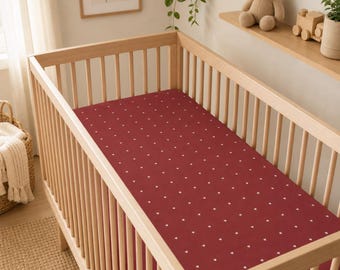 Red heart  Dot Baby Fitted Crib Sheet