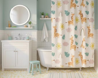 Jungle Animals Shower Curtain: Kids Safari Bathroom Decor