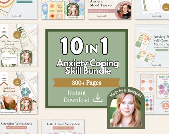Anxiety Coping Bundle, Anxiety Coping Worksheet, Anxiety Coping Kit, Mindful Anxiety Bundle, Psychological Worksheet, Affirmative Worksheet