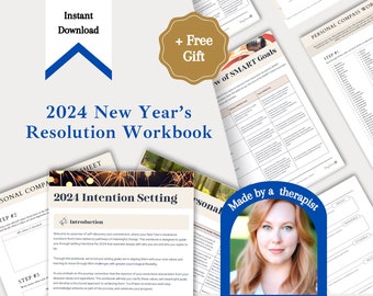 Resoluciones de Año Nuevo 2024 imprimibles / Kit de Resoluciones de Año Nuevo, Imprimible de Nochevieja, Cuaderno de Fijación de Metas, Planificador de Metas Anuales, NY, PDF