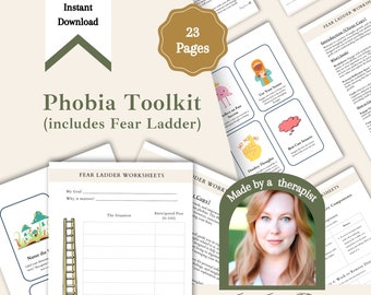 Fear Ladder Toolkit | Phobia Toolkit, Overcoming Fear Worksheets, Exposure Therapy, Graded Exposure Ladder, ACT, Fear Management, Workbook