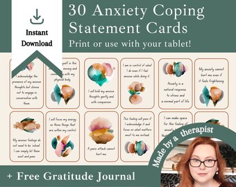 Tarjetas de ansiedad / Habilidades de afrontamiento / Herramientas de terapia / Tarjetas de atención plena / Decoración de la oficina de terapia / Alivio de la ansiedad / DBT CBT ACT / Tarjetas de afrontamiento del pánico