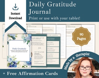Digitaal dankbaarheidsdagboek INSTANT DOWNLOAD Zelfzorgdagboek | Dagblad | Dagelijkse dankbaarheid | Planner | Wellnessdagboek | Goede opmerkingen