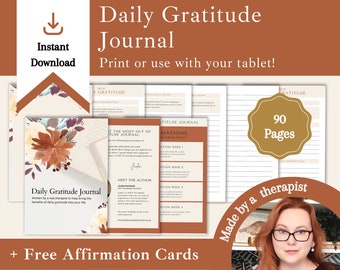 Digital Gratitude Journal INSTANT DOWNLOAD Self Care Journal | Daily Journal | Daily Gratitude | Planner | Wellness Journal | Goodnotes