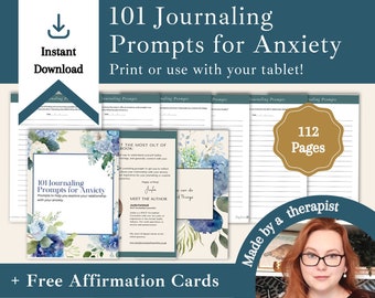 Journal Prompts Anxiety | Anxiety Journal | Anxiety Relief | Writing Prompts | Guided Journal | Self Help | Printable Journal | Goodnotes