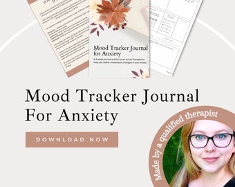 Digital Mood Tracker Journal INSTANT DOWNLOAD Mental Health, Daily Check-In for Mental Wellness, Journaling Prompts, Anxiety, Flower