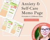 Anxiety Self-Care Checklist Printable INSTANT DOWNLOAD Daily Planner, Memo Pad, Mindfulness Journal, Self-Care Planner, Digital Green