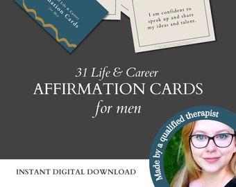 Affirmationskarten für Männer | Druckbar | Motivationskarten | Karriere Affirmationskarten | Tägliche Affirmationen | Minimalistisch | Achtsamkeitskarten