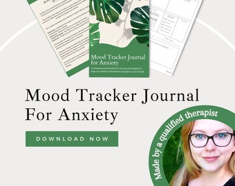 Digital Mood Tracker Journal INSTANT DOWNLOAD Mental Health, Daily Check-In for Mental Wellness, Journaling Prompts, Anxiety, Green