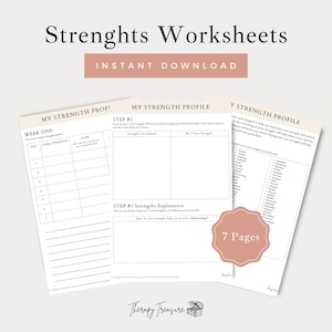 Strengths | Counseling Worksheet | Personal Growth | Self Discovery | ACT worksheet | Therapy Worksheet | Digital | PDF | Thought Processing
