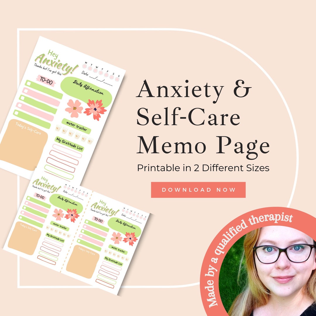 Anxiety Selfcare Checklist Printable INSTANT DOWNLOAD Daily Planner