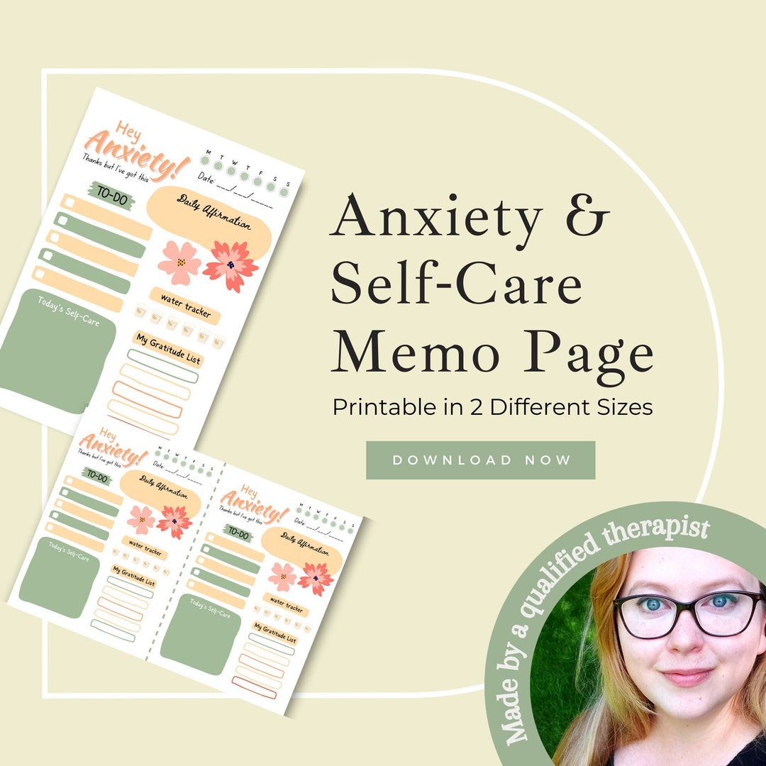 Anxiety Selfcare Checklist Printable INSTANT DOWNLOAD Daily Memo Pad