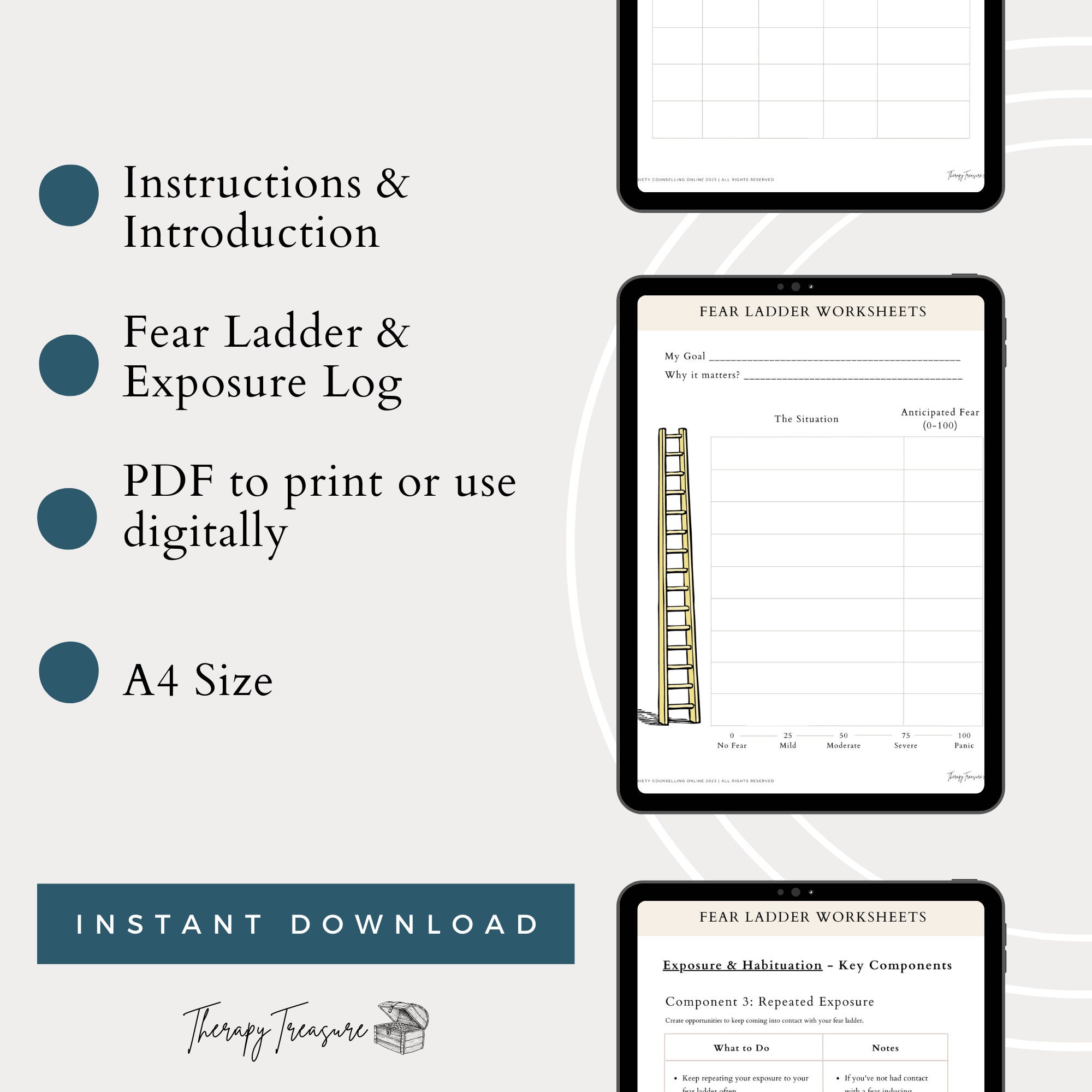 Fear Ladder Worksheet Exposure Therapy ERP Worksheets Therapy Worksheets Anxiety Hierarchy