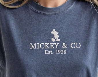 Embroidery Mickey Shirt, Embroidered Disney Tee, Comfort Colors, Disney Woman Shirt, Mickey Co Tshirt, Disney Vacation Gift, Disney 1928 Tee